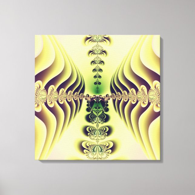 Impressão Em Tela Arte Abstrata Simetria Fractal Verde Lima (Frente)