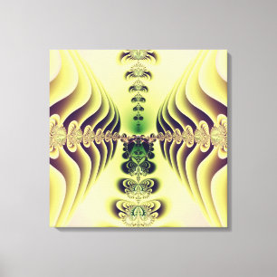 Impressão Em Tela Arte Abstrata Simetria Fractal Verde Lima