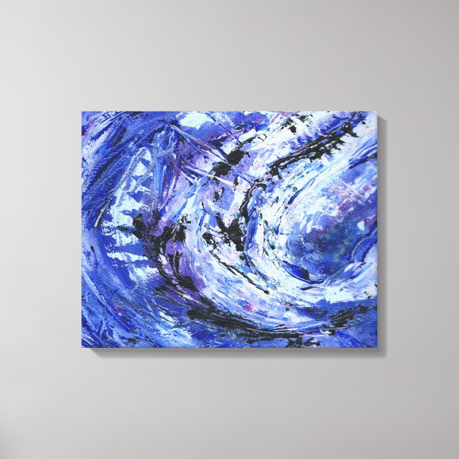 Impressão Em Tela Arte Abstrata 'Tons de Azul' (Frente)