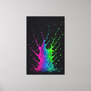 Impressão Em Tela Arte abstrata vibrante de respingo de tinta néon n