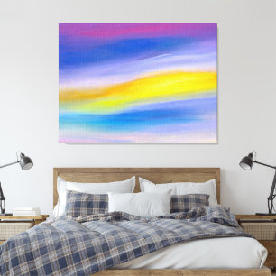 Impressão Em Tela Arte Abstrata Violeta e Raio Dourado