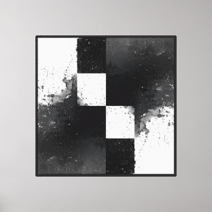 Impressão Em Tela Arte Abstrato branca e preto minimalista moderna