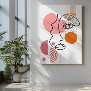 Impressão Em Tela Arte abstrato com bochechas laranja, olhos invisív