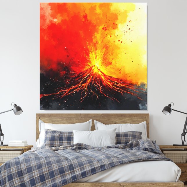 Impressão Em Tela Arte Abstrato de Erupção Vulcânica (Insitu(Quarto))