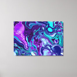 Impressão Em Tela Arte Abstrato de Fluido Roxo e Azul-Aqua