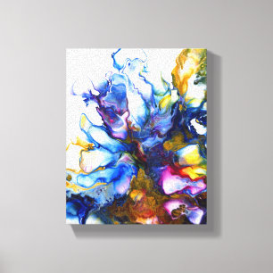 Impressão Em Tela Arte Abstrato de Fluidos Real Azul e Rosa