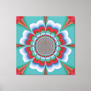 Impressão Em Tela Arte Abstrato Flor de Mandala Psicodélico Retrô