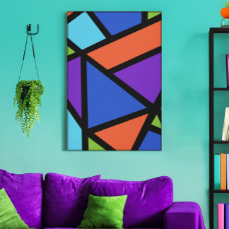Impressão Em Tela Arte Abstrato Geométrica Colorida