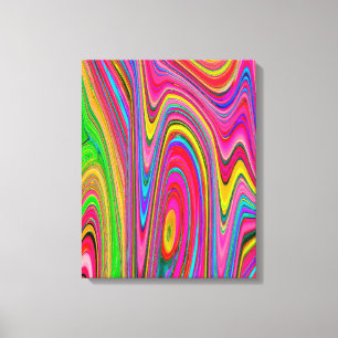 Impressão Em Tela Arte Abstrato Groovy Amarelo, Vermelho e Azul Trip