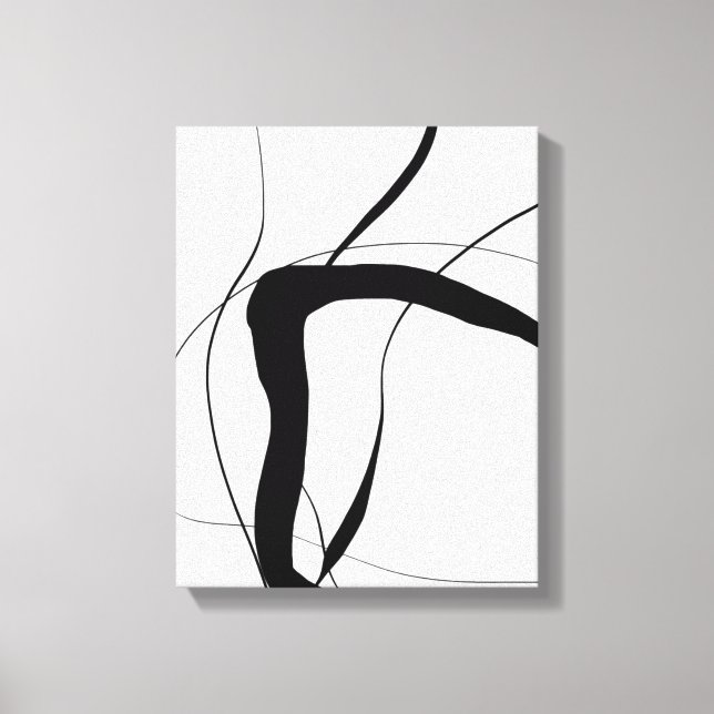 Impressão Em Tela Arte Abstrato minimalista branca e preta (Frente)