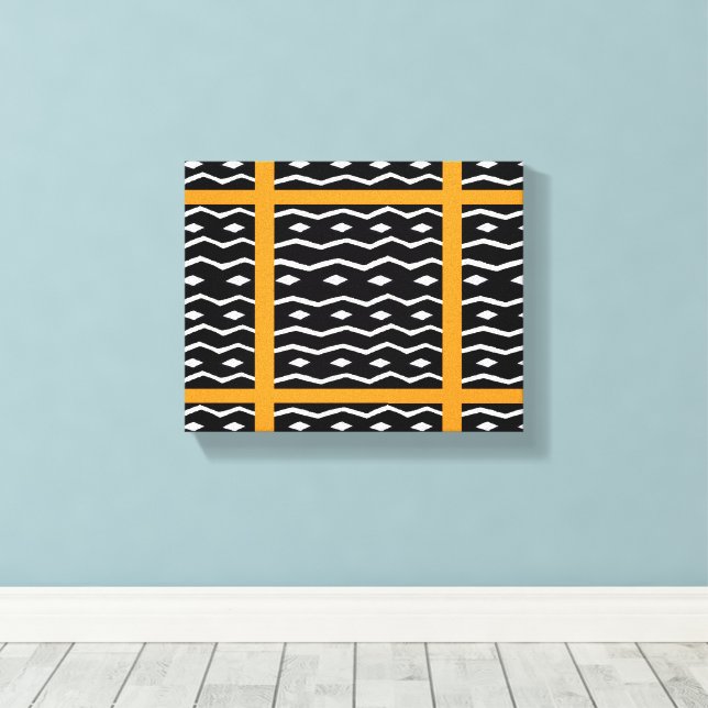 Impressão Em Tela Arte africana, Padrão Étnico Laranja (Insitu(piso de madeira))