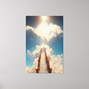 Impressão Em Tela Arte AI - Escada para o Céu: Não Olhem para Baixo