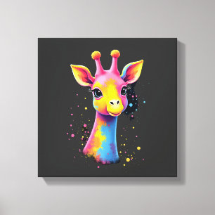 Impressão Em Tela Arte animal africana A girafa colorida para divert