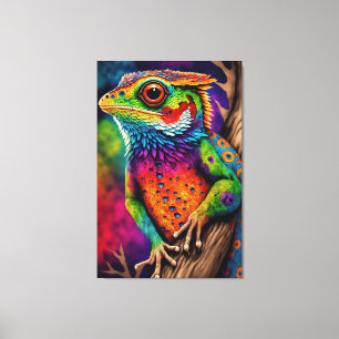 Impressão Em Tela Arte Animal Bold Colorida Arco-Íris Lizard Gecko
