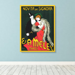 Impressão Em Tela Arte Antiga Art Nouveau, Moda Italiana Amor Romanc