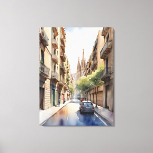 Impressão Em Tela Arte aquarela de Barcelona