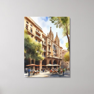 Impressão Em Tela Arte aquarela de Barcelona