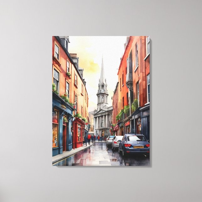 Impressão Em Tela Arte aquarela de Dublin (Frente)