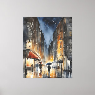 Impressão Em Tela Arte aquosa da cidade chuvosa