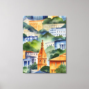 Impressão Em Tela Arte aquosa do Rio de Janeiro