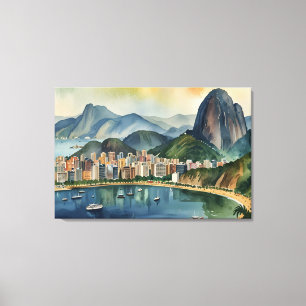 Impressão Em Tela Arte aquosa do Rio de Janeiro