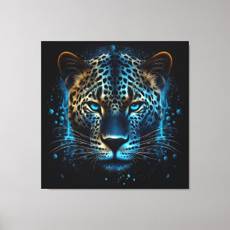 Impressão Em Tela Arte Azul Leopardo AI