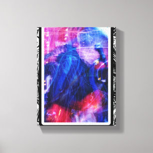 Impressão Em Tela Arte Azul Roxo Música em Movimento