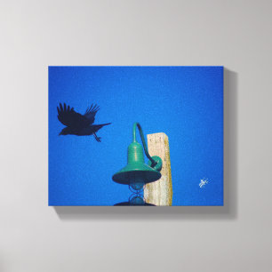 Impressão Em Tela Arte Azul Verde do Poste de Luz de Langley Crow