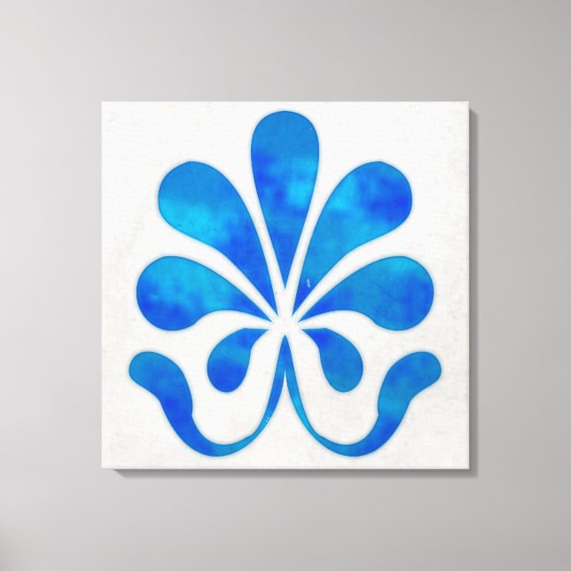 Impressão Em Tela Arte azulejo azul 24x24 (Frente)