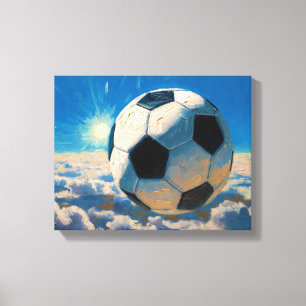 Impressão Em Tela Arte Bola de Futebol Voadora (Óleo No. 5)