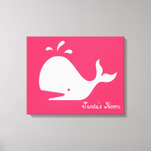 Impressão Em Tela Arte bonito da baleia: Texto customizável & cor!