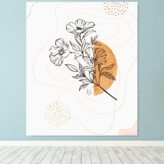 Impressão Em Tela Arte Botânica Abstrata – Arte floral minimalista e
