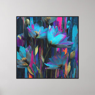 Impressão Em Tela Arte Botânica Abstrata Electric Bloom