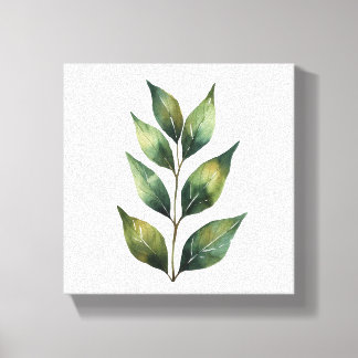 Impressão Em Tela Arte Botânica de Folhas em Aquarela Elegante