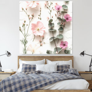 Impressão Em Tela Arte Botânica em Tela de Blush Elegante