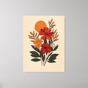 Impressão Em Tela Arte Botânica Floral Moderna em Tela na Parede