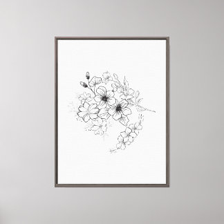 Impressão Em Tela Arte Botânica Minimalista em Linha 