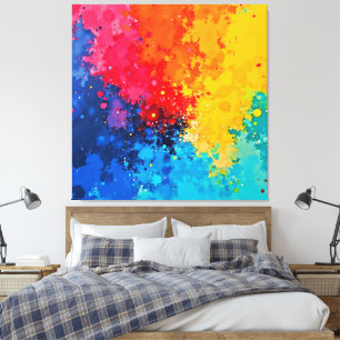 Impressão Em Tela Arte Caótico Vibrante em Aquarela