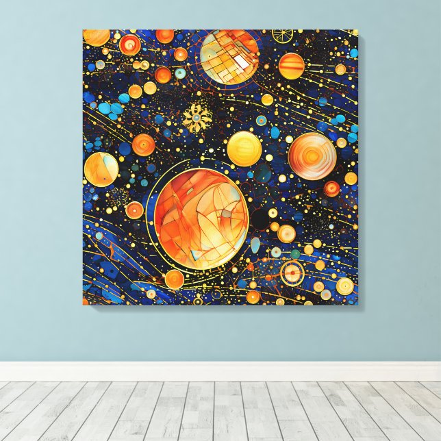 Impressão Em Tela Arte Celestial Dourada da Galáxia (Insitu(piso de madeira))