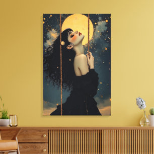 Impressão Em Tela Arte Celestial   Mulher Gótica   Mística Etérea