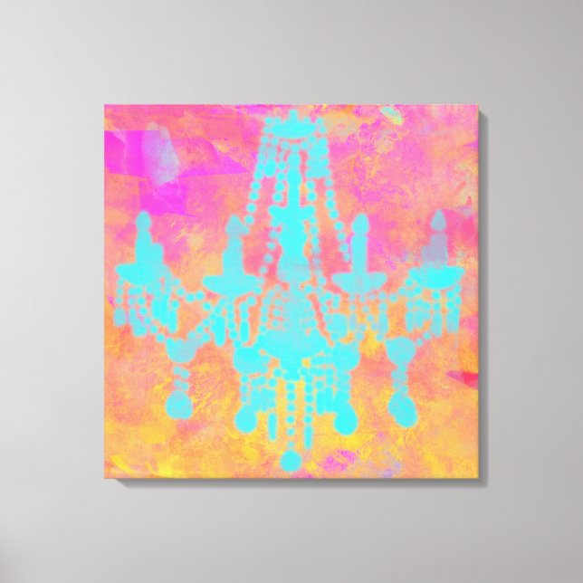 Impressão Em Tela Arte Chandelier em Verdes e Golds, (Frente)