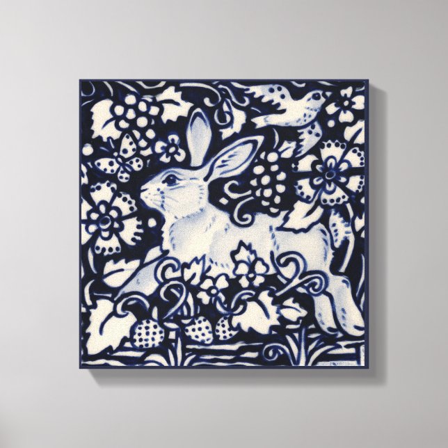 Impressão Em Tela Arte Chinesa de Pássaro Floral de Verão Azul e Coe (Frente)