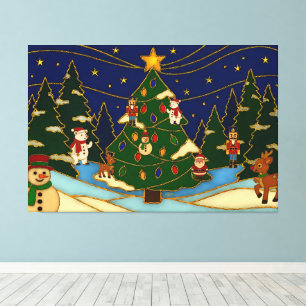 Impressão Em Tela Arte Cloisonne Floresta Caprichosa Natal Clássico
