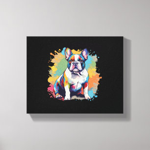 Impressão Em Tela Arte Colorida de Bulldog Francês para Amantes de C