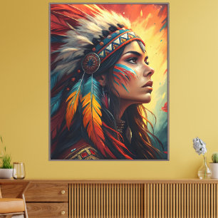 Impressão Em Tela Arte Colorida de Espírito Tribal