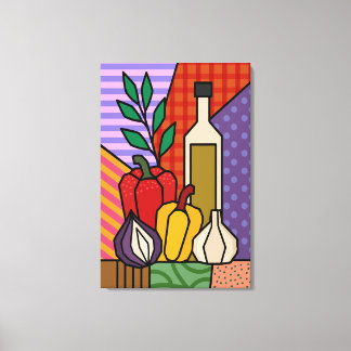 Impressão Em Tela Arte Colorida de Legumes em Tela | Cozinha Retro