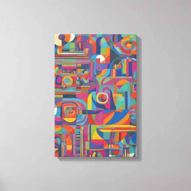 Impressão Em Tela Arte Colorida Moderna Abstrato Geométrica Vibrante (Frente)