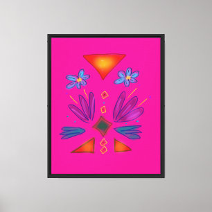 Impressão Em Tela Arte Colorido Aztec Spaceman Rosa