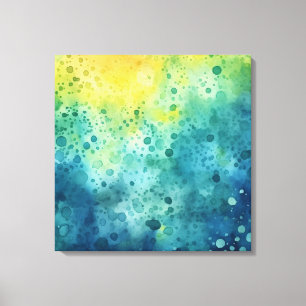 Impressão Em Tela Arte com Mola Aquarela Azul Amarelo