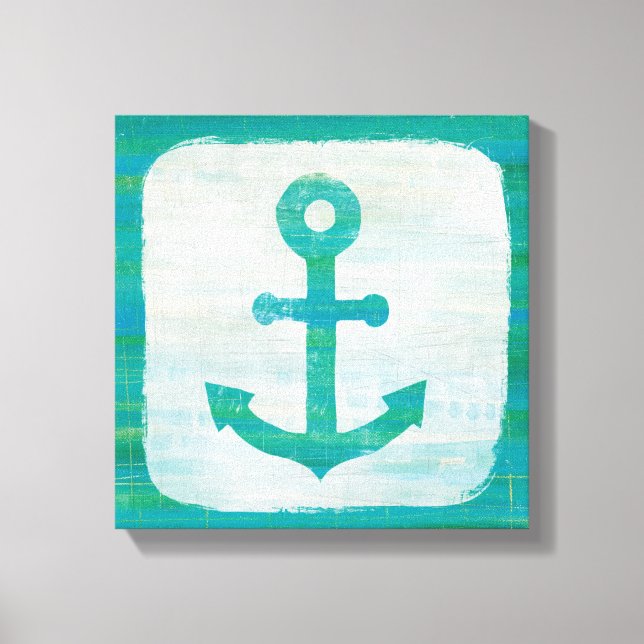 Impressão Em Tela Arte Costeira | Aqua Anchor (Frente)